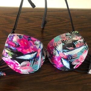 OP Floral Black Bikini Top!